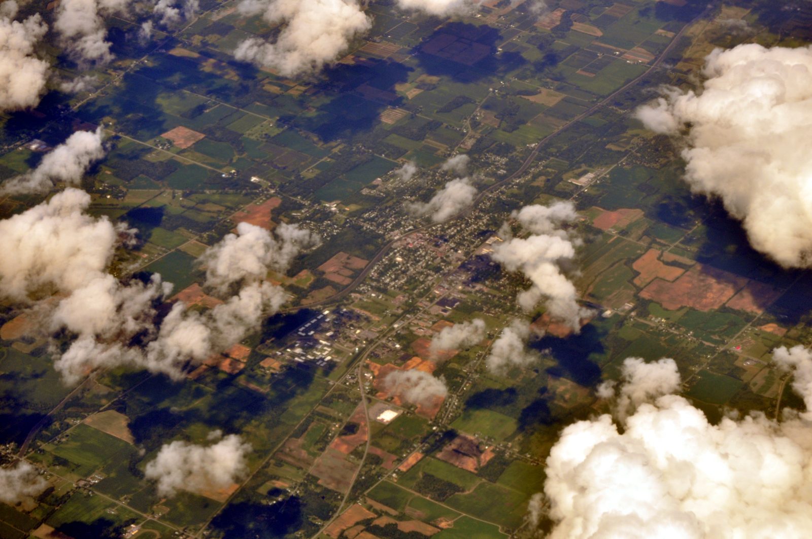 Aerial view of Albion, NY, from the west-southwest